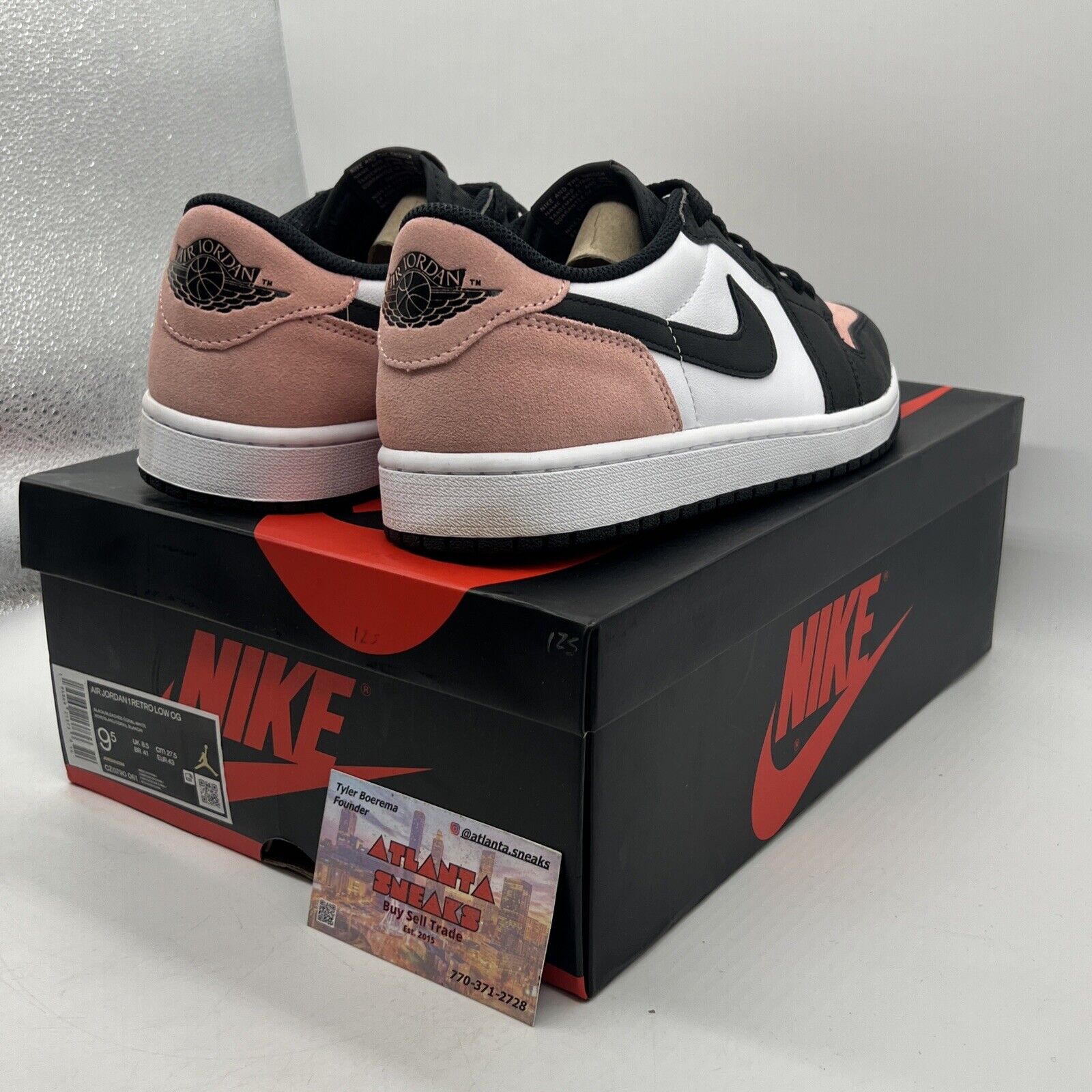 Size 9.5 - Jordan 1 Low OG Bleached Coral White Black Leather (CZ0790-061)