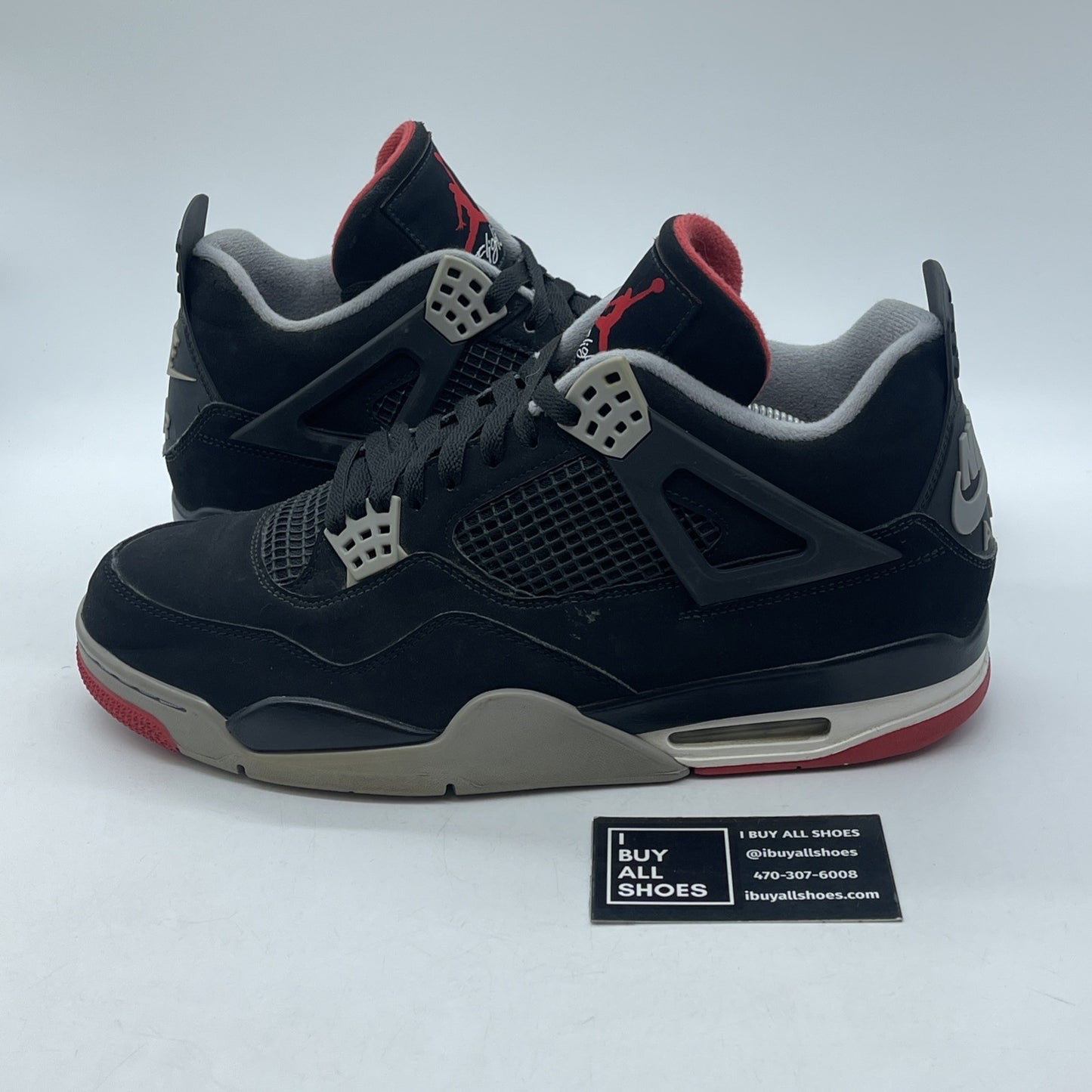 Size 12 - Jordan 4 Retro OG Mid Bred 2019 Black Grey Suede (308497-060)