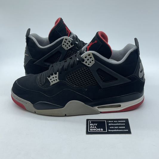 Size 12 - Jordan 4 Retro OG Mid Bred 2019 Black Grey Suede (308497-060)
