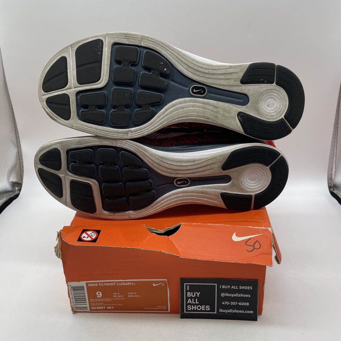 Size 9 - Nike Flyknit Lunar 1+ Red (554887-461)