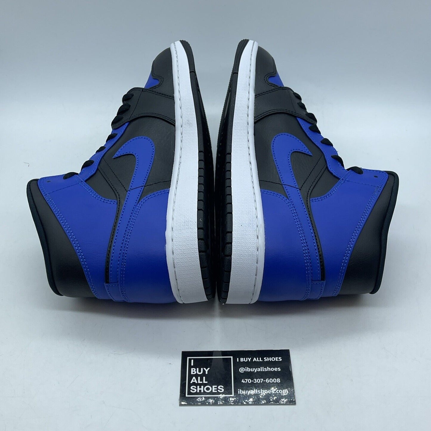 Size 12 - Jordan 1 Mid Hyper Royal 2021 Black Blue White Leather (554724-077)