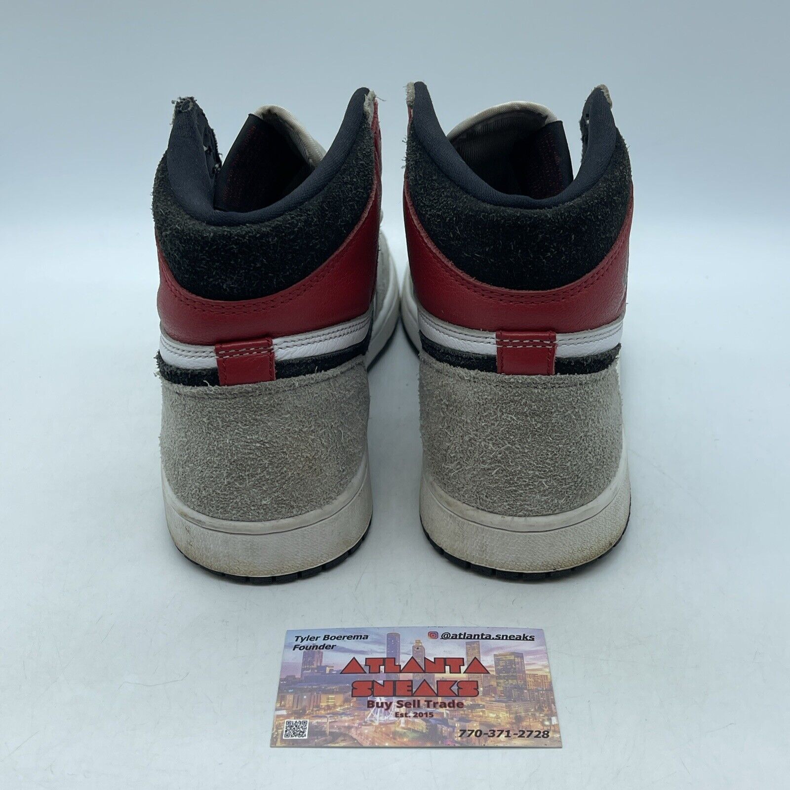 Size 9 - Jordan 1 Retro High OG Smoke Gray Black Suede Red Leather (555088-126)