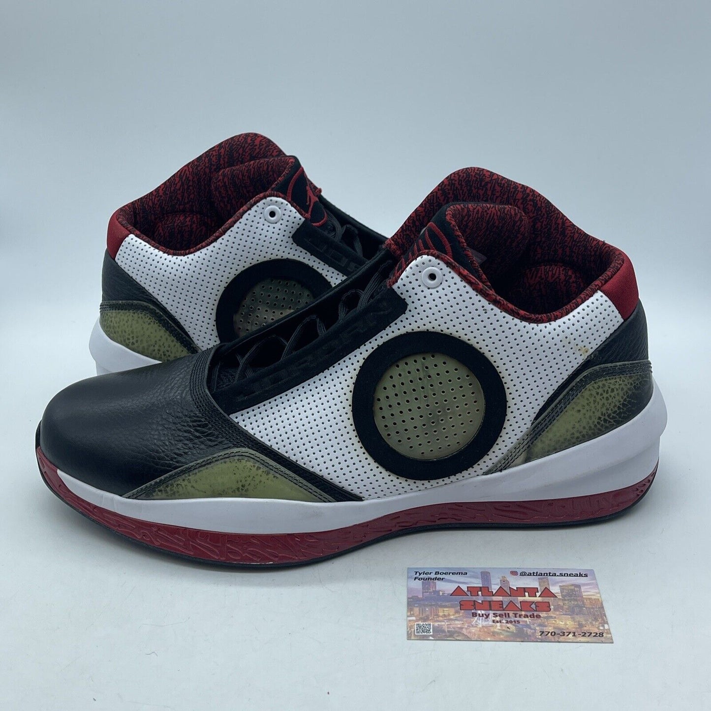 Size 14 - Air Jordan 2010 Black Varsity Red White Suede Leather (387358-061)