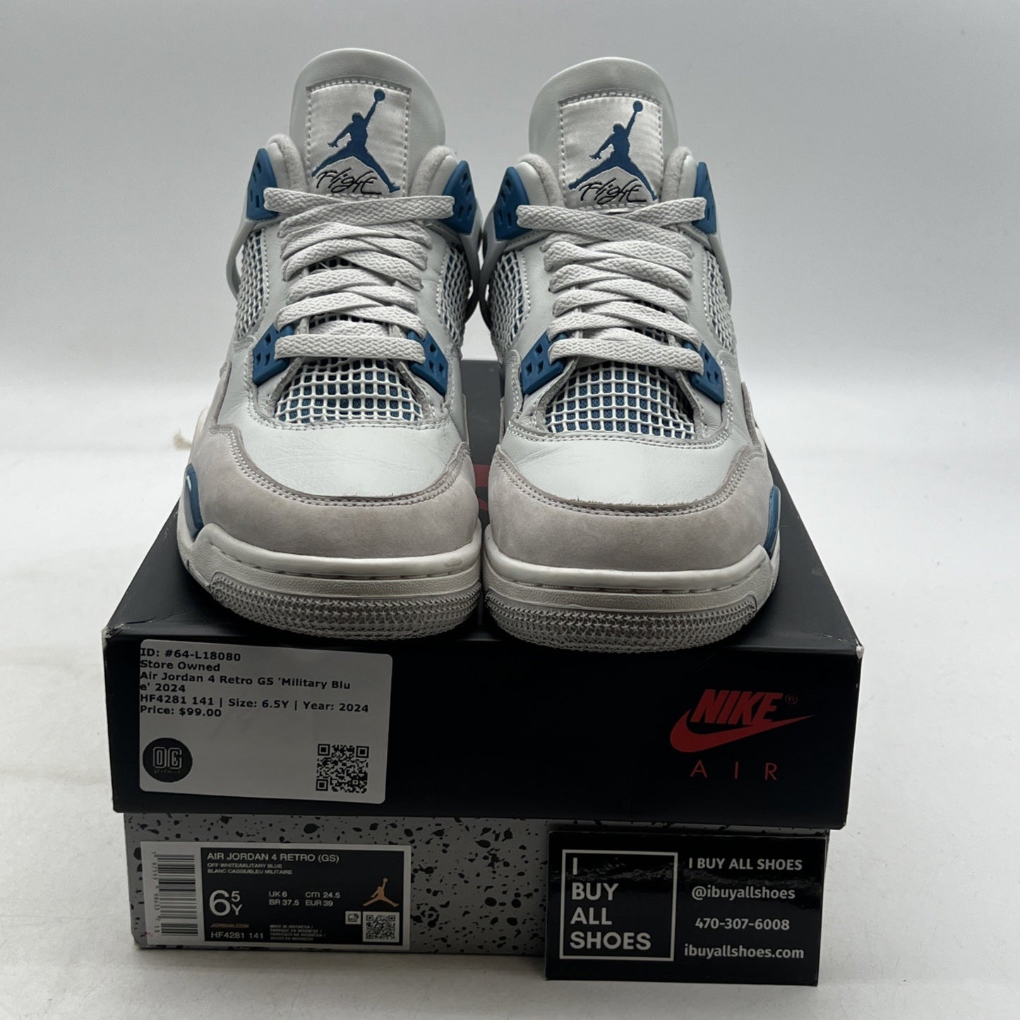 Size 6.5Y - Air Jordan 4 Retro 2024 Military Blue (HF4281-141)