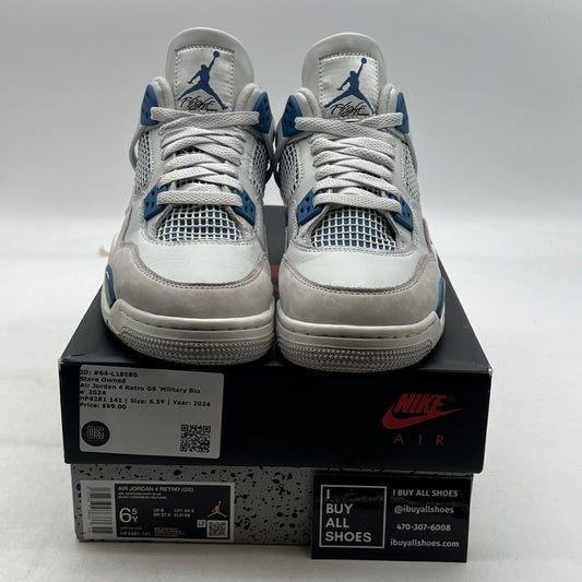 Size 6.5Y - Air Jordan 4 Retro 2024 Military Blue (HF4281-141)
