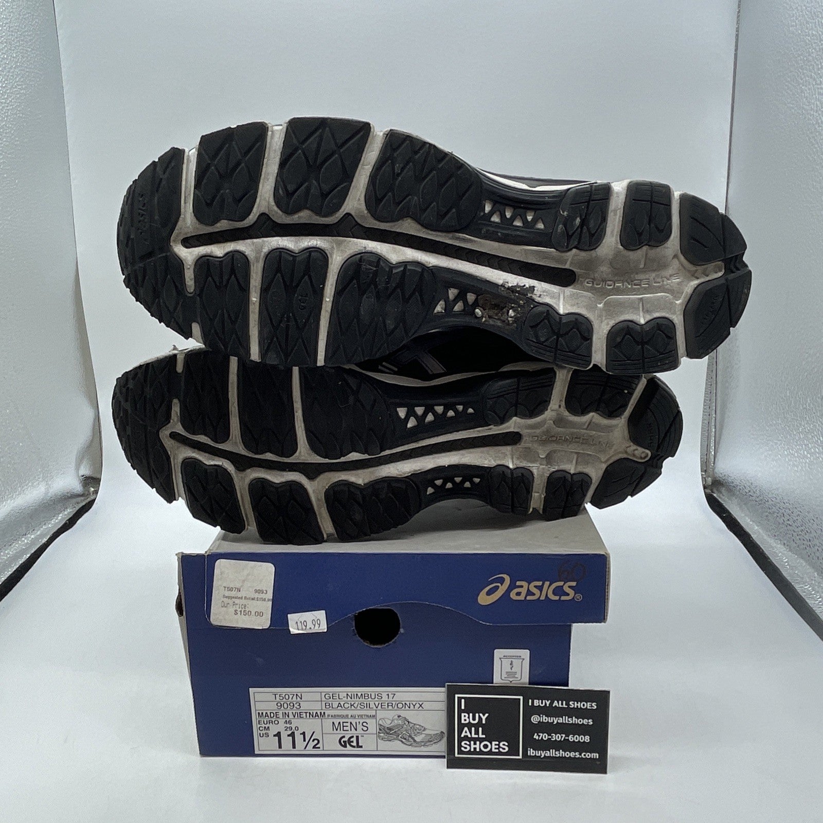 Size 11.5 - ASICS Gel-Nimbus 18 T650N Black Silver
