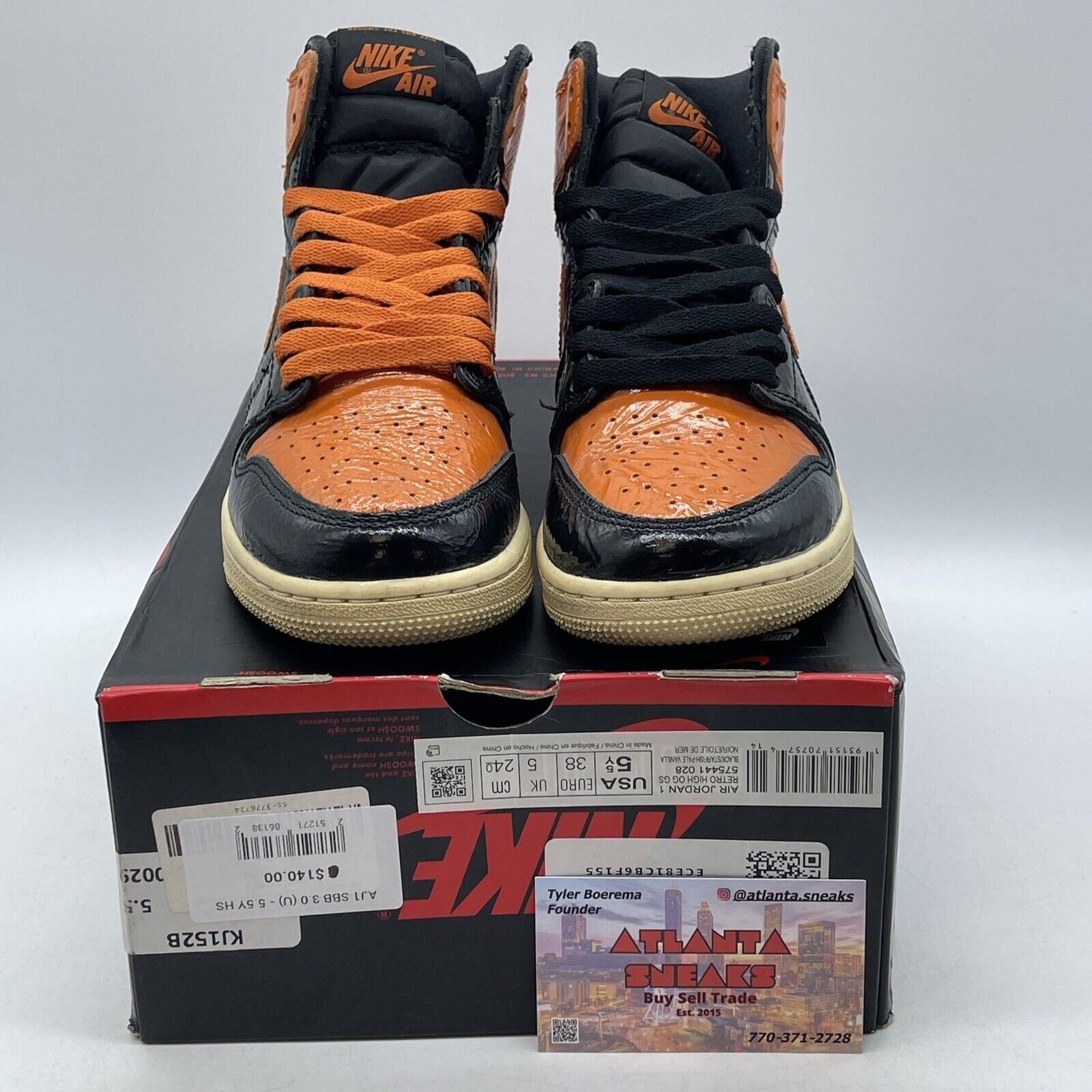 Size 5.5Y - Jordan 1 Retro OG High Shattered Backboard 3.0 Orange (575441-028)