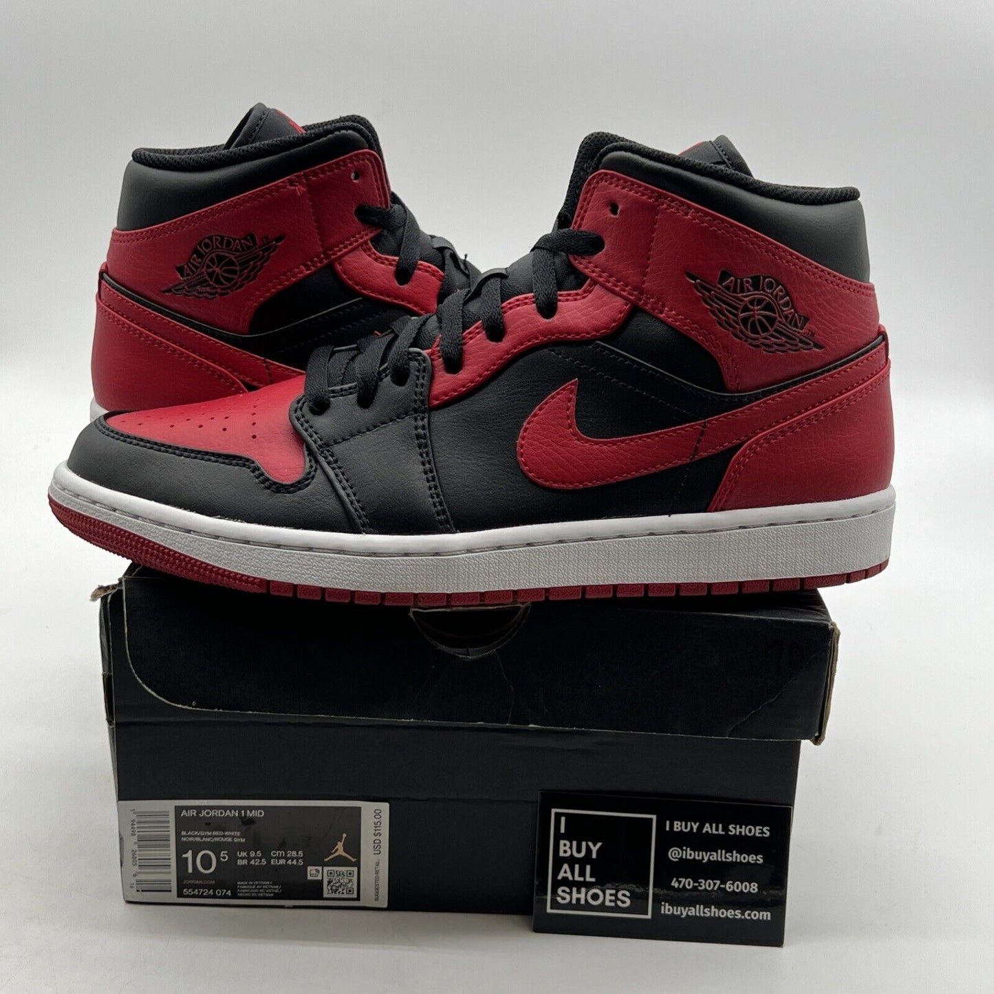 Size 10.5 - Air Jordan 1 Mid Banned 2020 (554724-074)