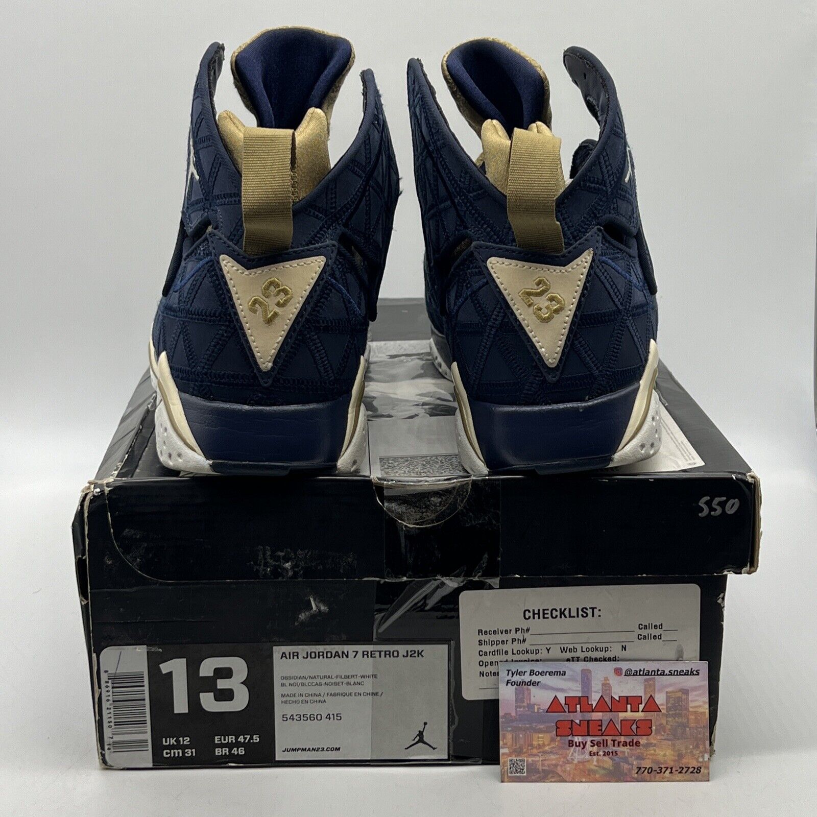 Size 13 - Air Jordan 7 Retro J2K Navy Tan White Suede (543560-414)