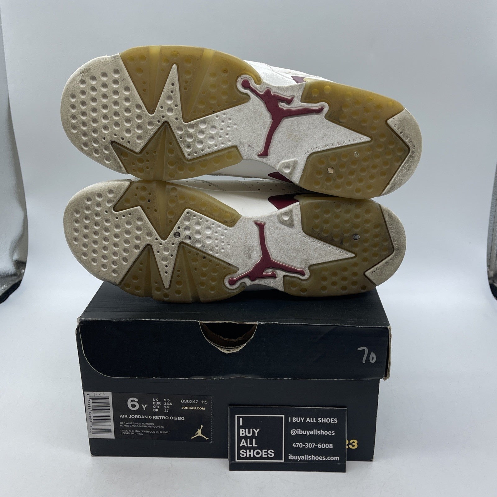 Size 6 (GS) - Air Jordan 6 Retro OG 2015 Mid Maroon (836342-115)