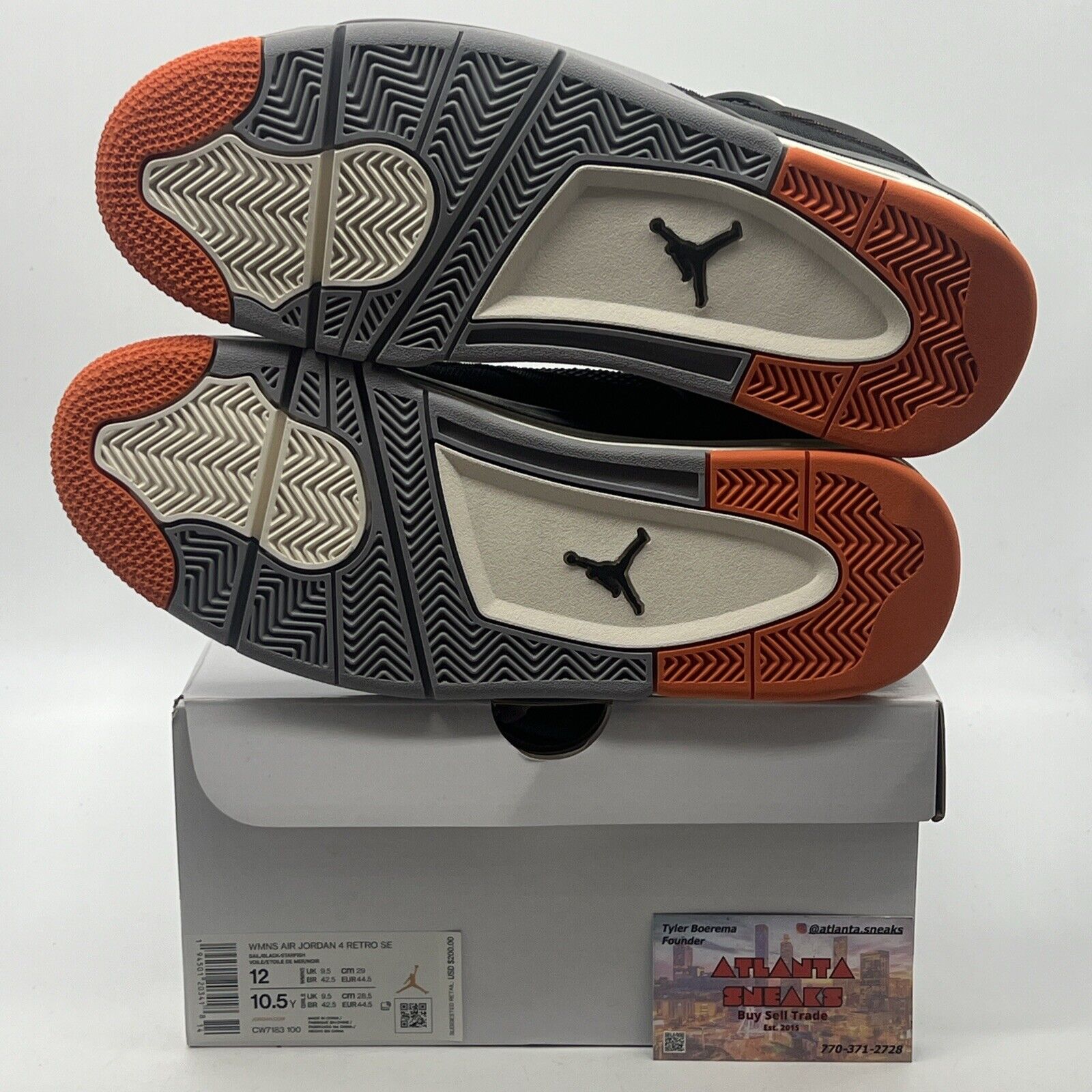 Size 12 - Air Jordan 4 Retro Starfish W Black Grey Orange (CW7183-100)