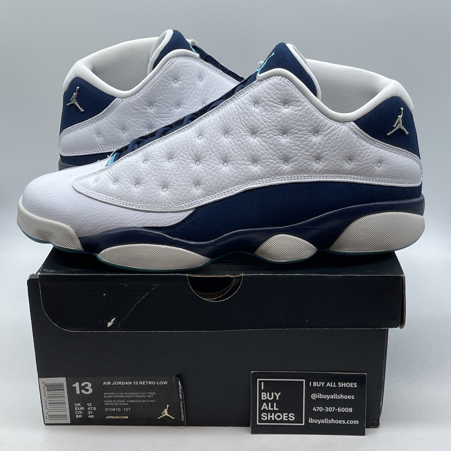 Size 13 - Air Jordan 13 Low Hornets Blue White Suede Leather (310810-107)