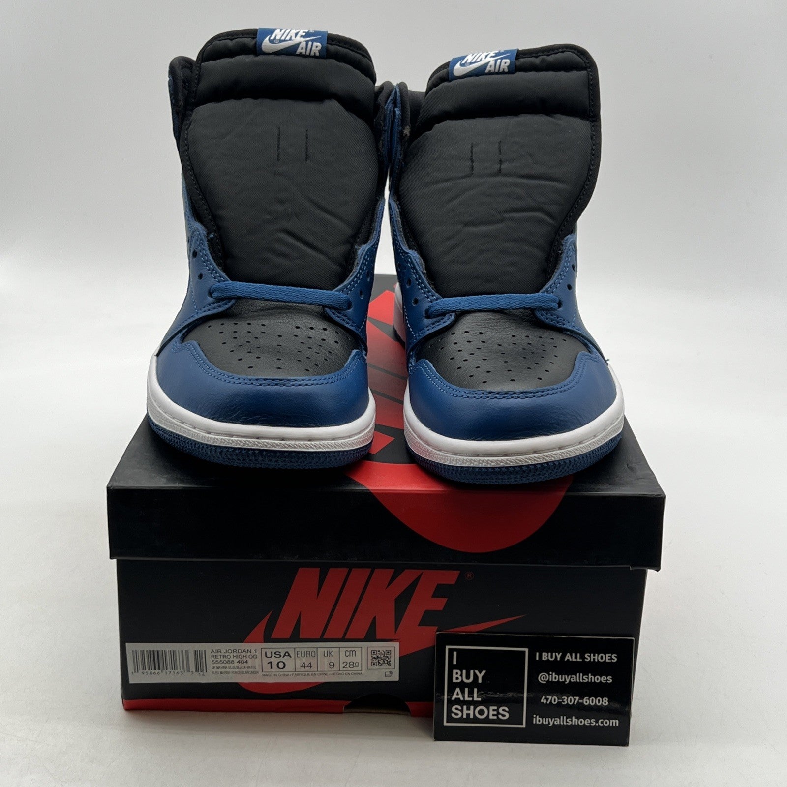 Size 10 - Air Jordan 1 Retro OG High Dark Marina Blue (555088-404)