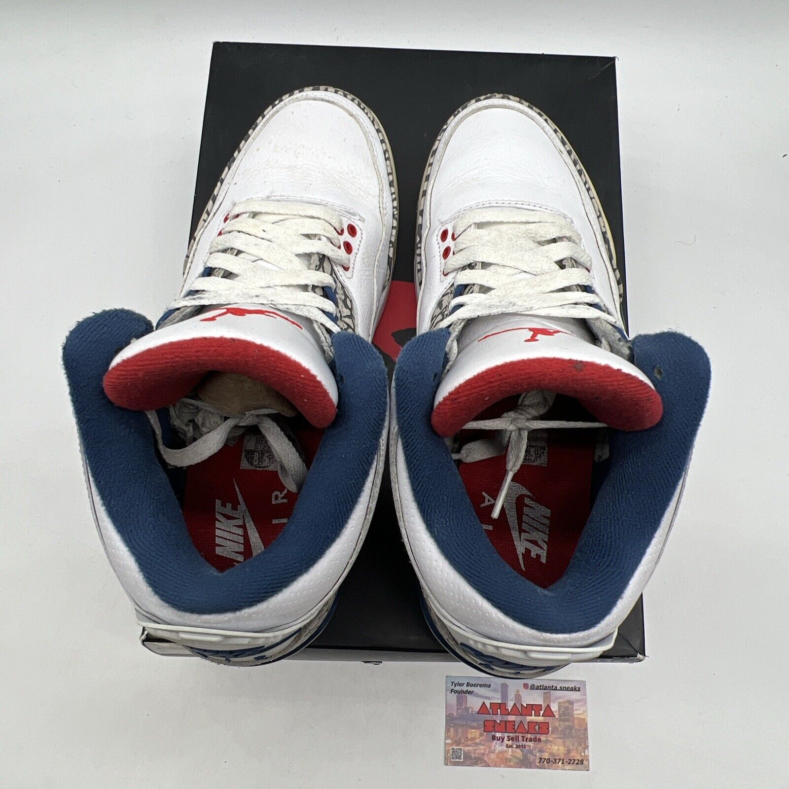 Size 8.5 - Jordan 3 Retro OG Mid True Blue Leather Black (854262-106)