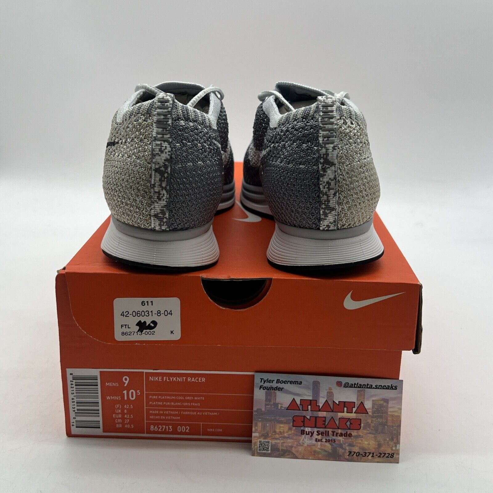 Size 9 - Nike Flyknit Racer Pure Platinum (862713-002)