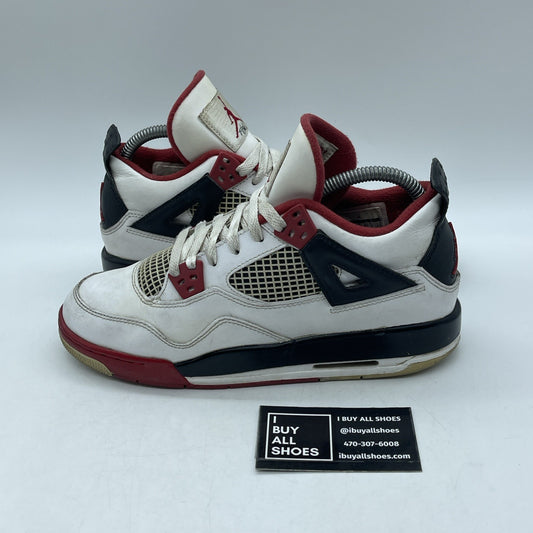 Size 6Y - Jordan 4 Retro Fire Red 2012 White Black Leather (408452-110)