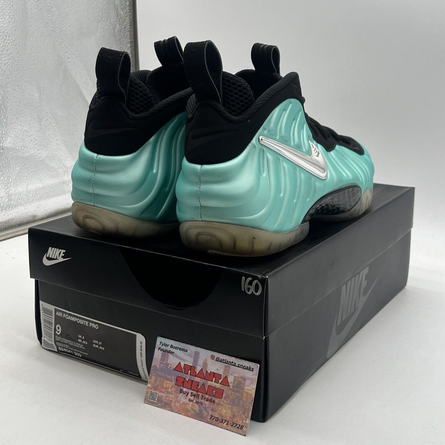 Size 9 - Nike Air Foamposite Pro Island Green Black Aqua (624041-303)