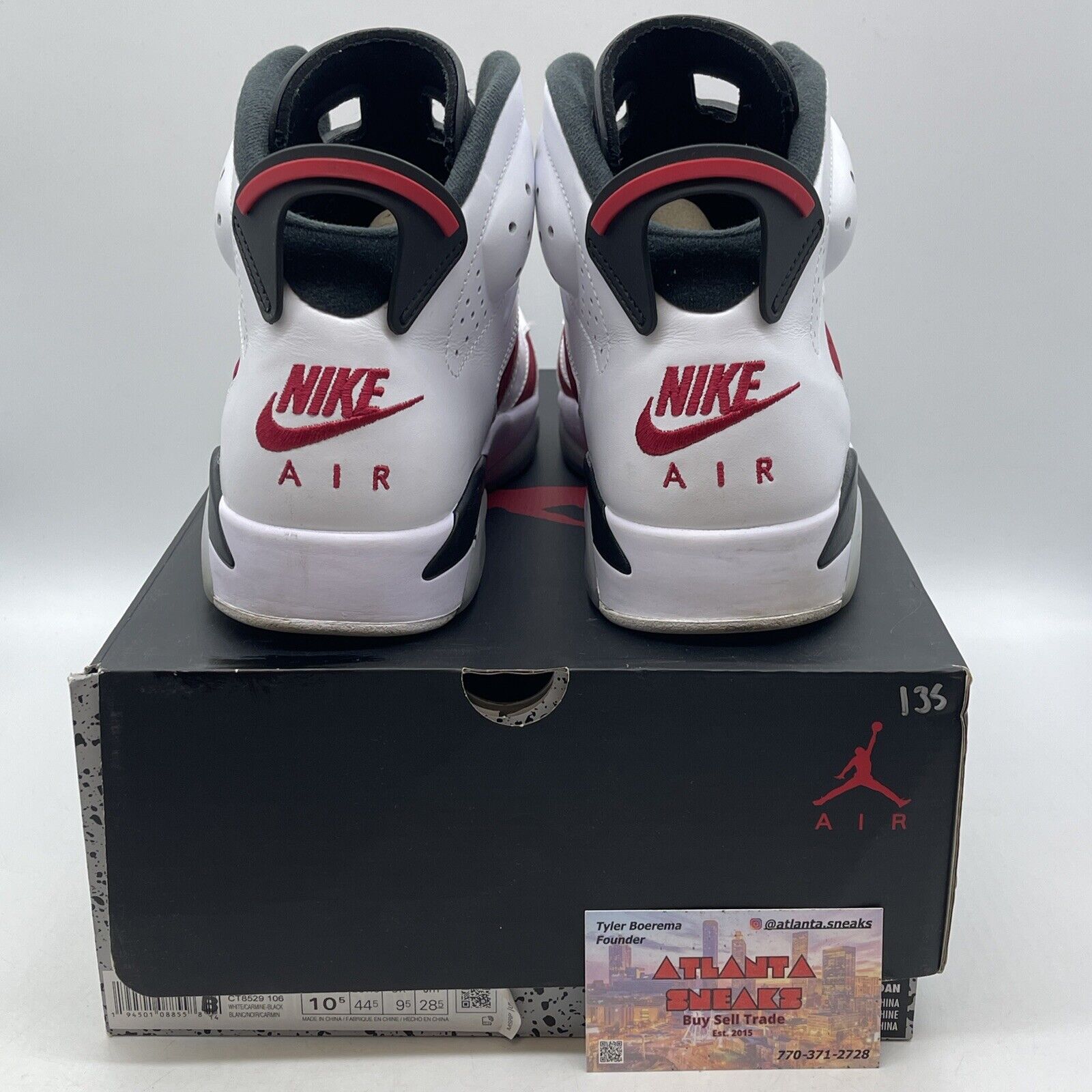 Size 10.5 - Jordan 6 Retro OG Mid Carmine Red White Black Leather (CT8529-106)
