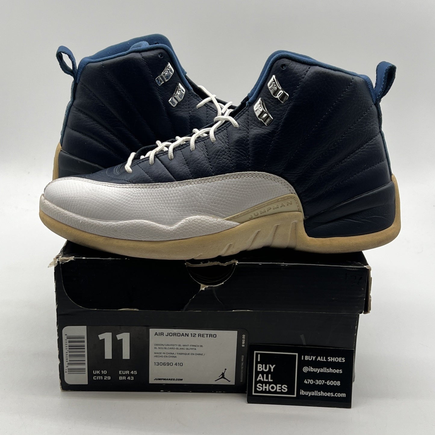 Size 11 - Air Jordan 12 Retro 2012 Obsidian (130690-410)