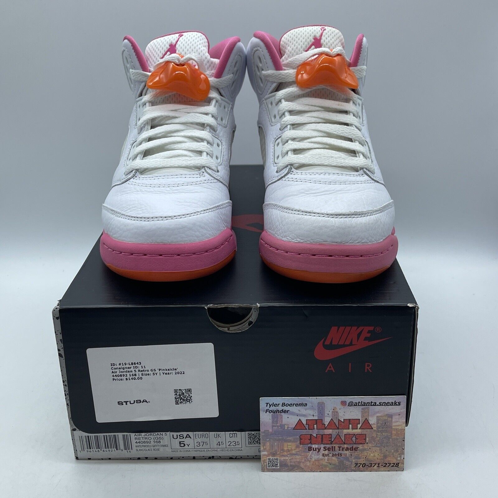 Size 5Y - Air Jordan 5 Pinksicle White Pink Orange Leather (440892-168)