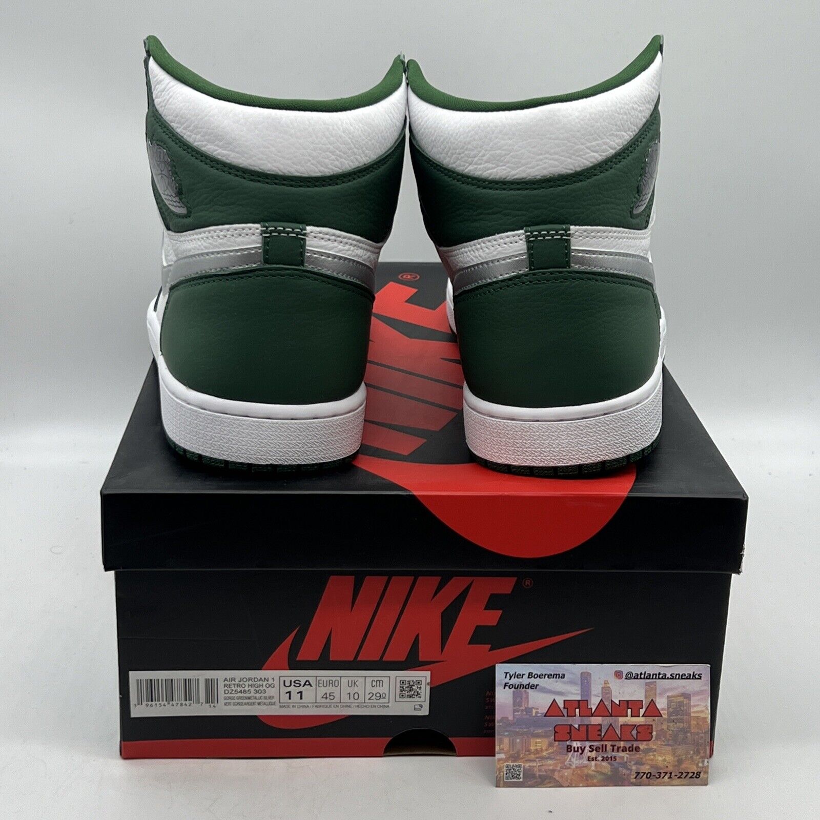 Size 11 - Jordan 1 Retro OG High Gorge Green Brand New Og All White Green Silver