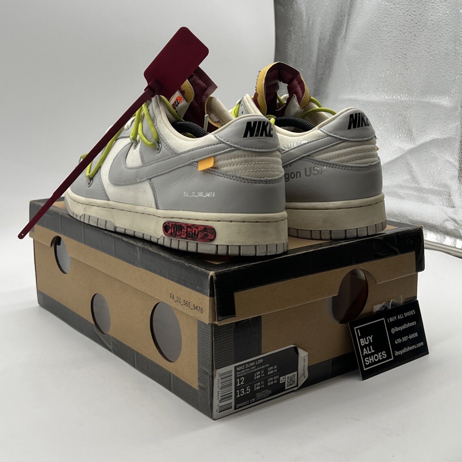 Size 12 - Nike Off-White x Dunk Low Lot 08 of 50 (DM1602-106)