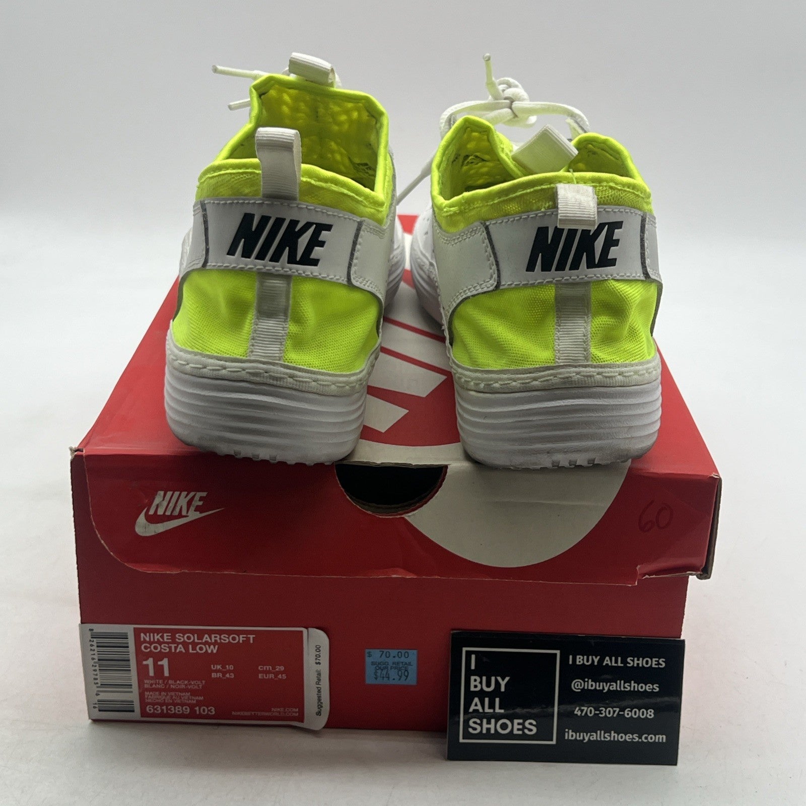 Size 11 - Nike SolarSoft Costa Low White Volt (631389-103)