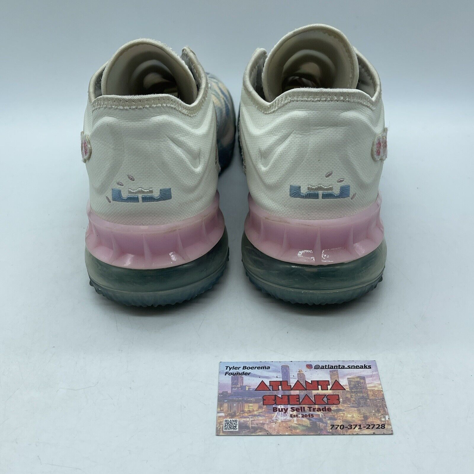 Size 11 - Nike atmos x LeBron 18 Low Sakura White Blue Pink Leather (CV7562-101)