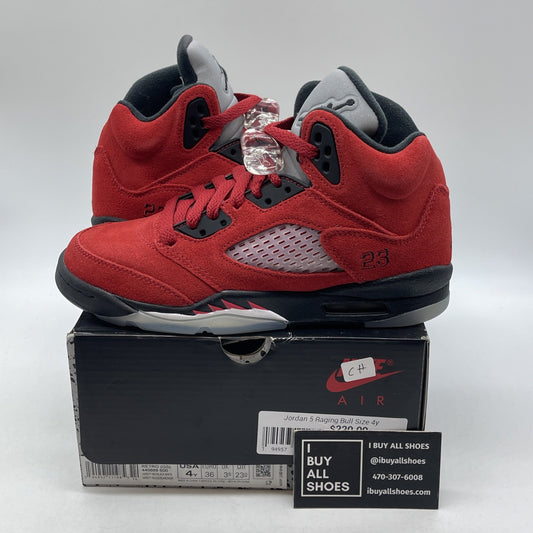 Size 4 - Jordan 5 Retro Mid Raging Bull Red Black Suede (440888-600)