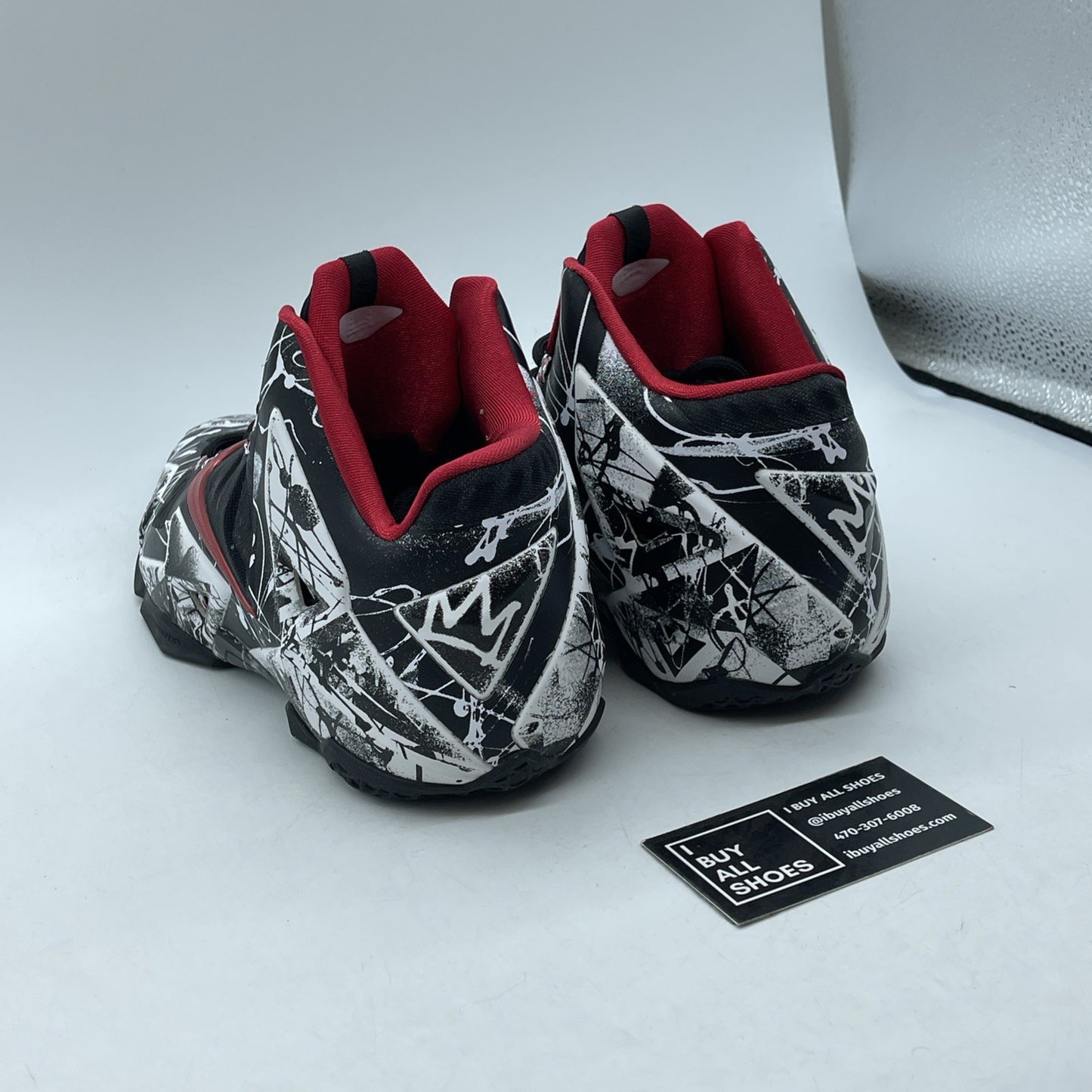 Size 9.5 - Nike LeBron 11 Graffiti Black White Red (616175-100)