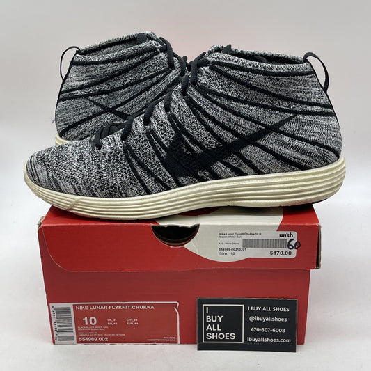 Size 10 - Nike Lunar Flyknit Chukka Black Sail (554969-002)