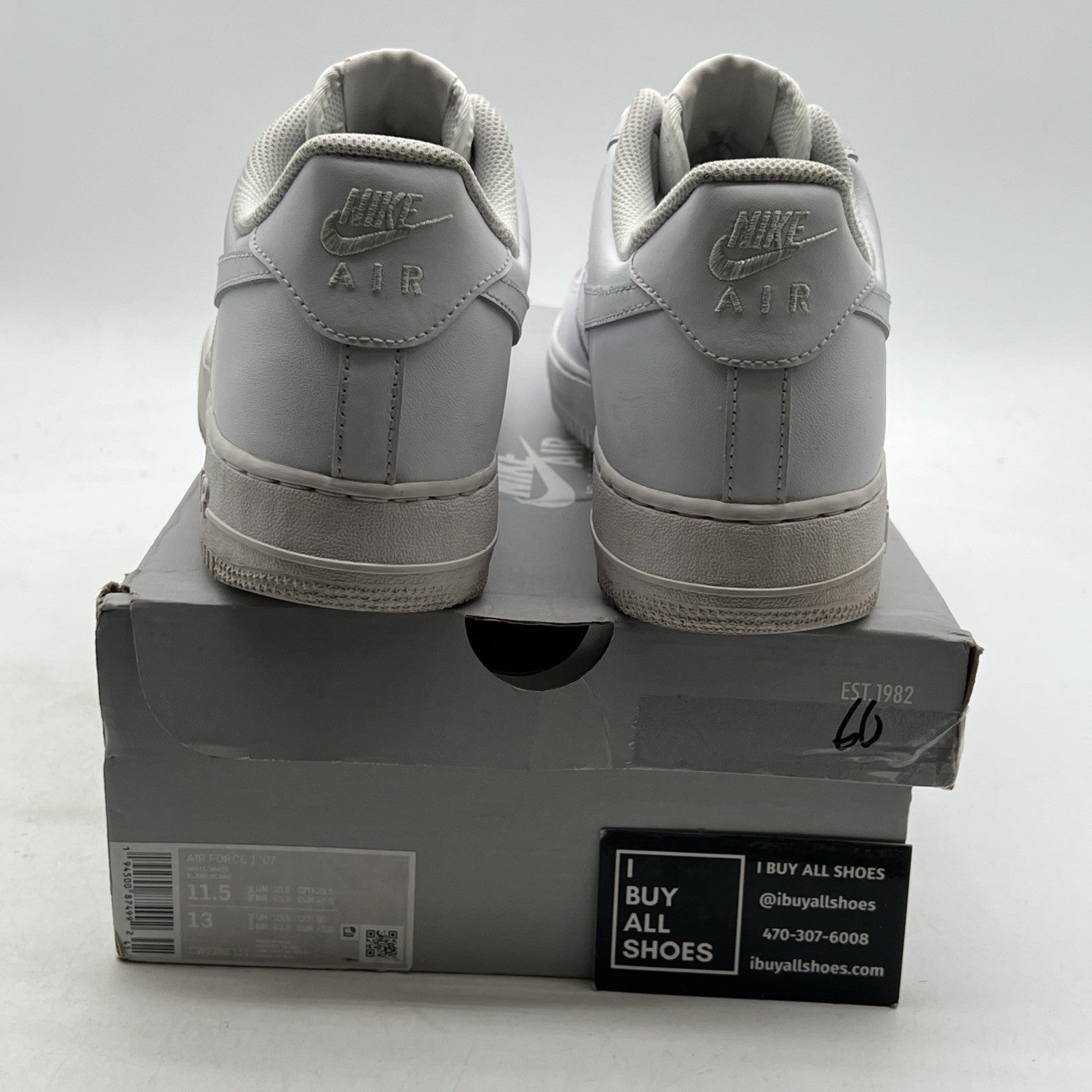 Size 11.5 - Nike Air Force 1 '07 Low Triple White (CW2288-111)