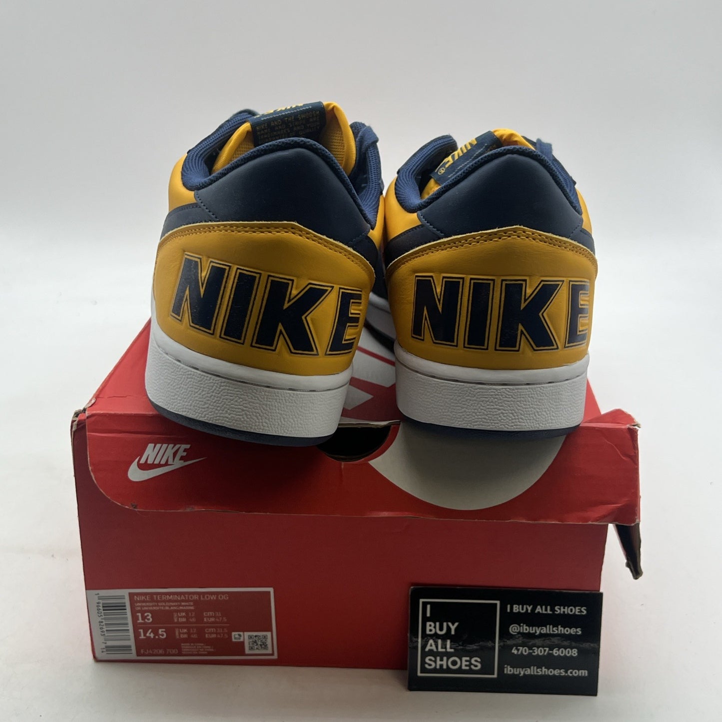 Size 13 - Nike Terminator Low University Gold Navy Michigan White (FJ4206-700)