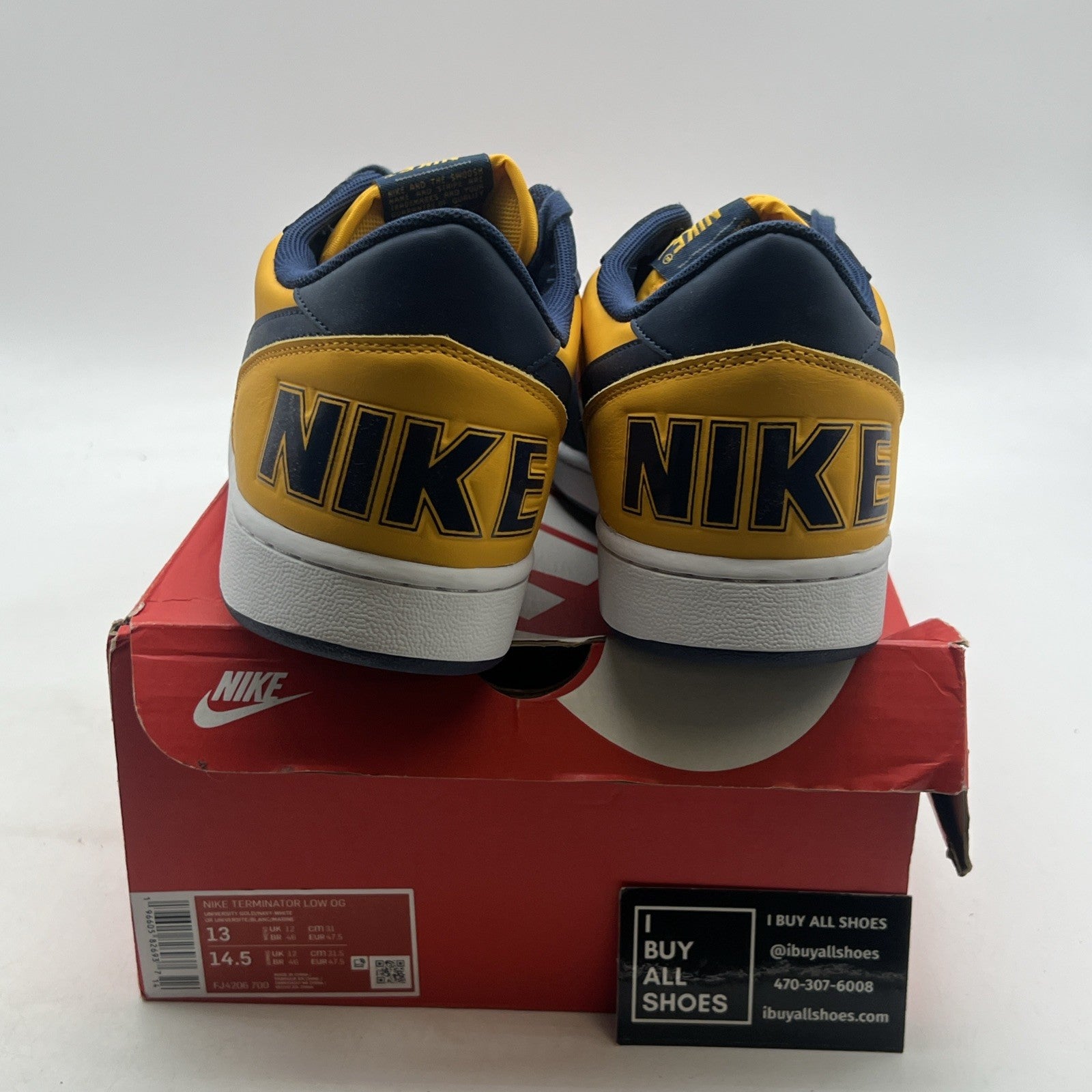 Size 13 - Nike Terminator Low University Gold Navy Michigan White (FJ4206-700)
