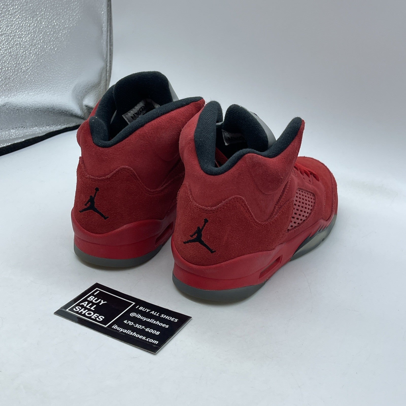 Size 5.5 (GS) - Jordan 5 Retro Mid Red Suede Black (440888-602)