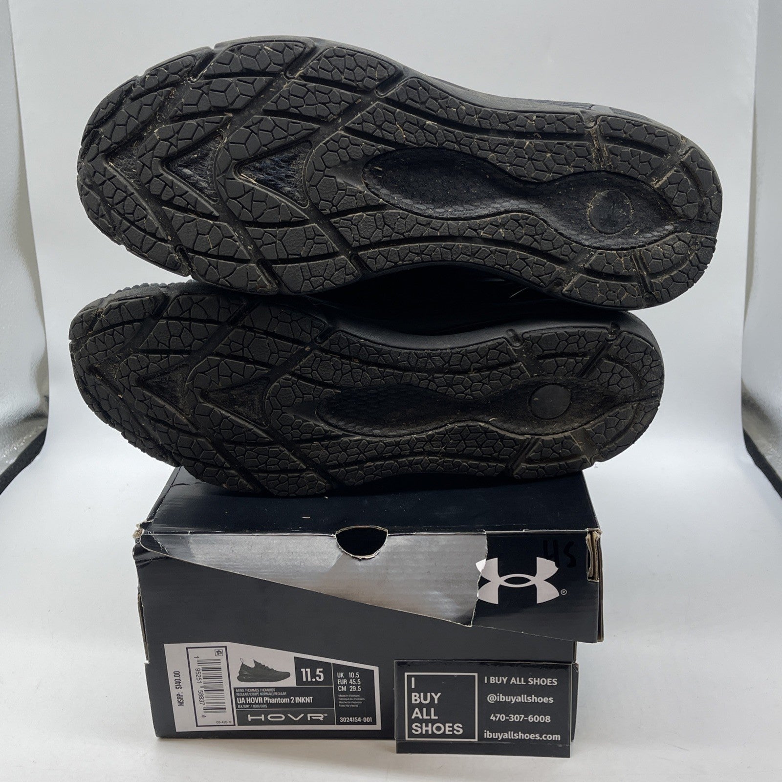 Size 11.5 - Under Armour HOVR Phantom 2 IntelliKnit Black Suede (3024154-001)