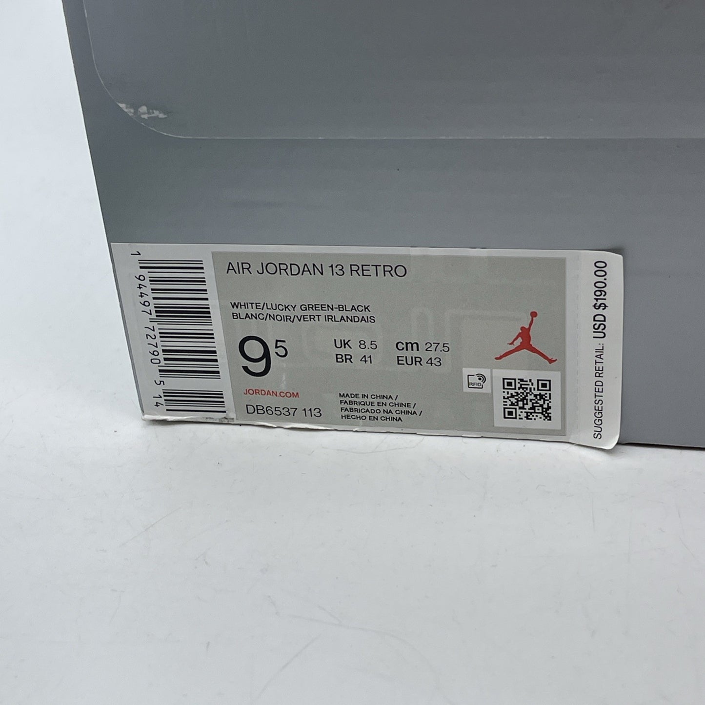 Size 9.5 - Air Jordan 13 Retro Lucky Green 2020 White Suede (DB6537-113)