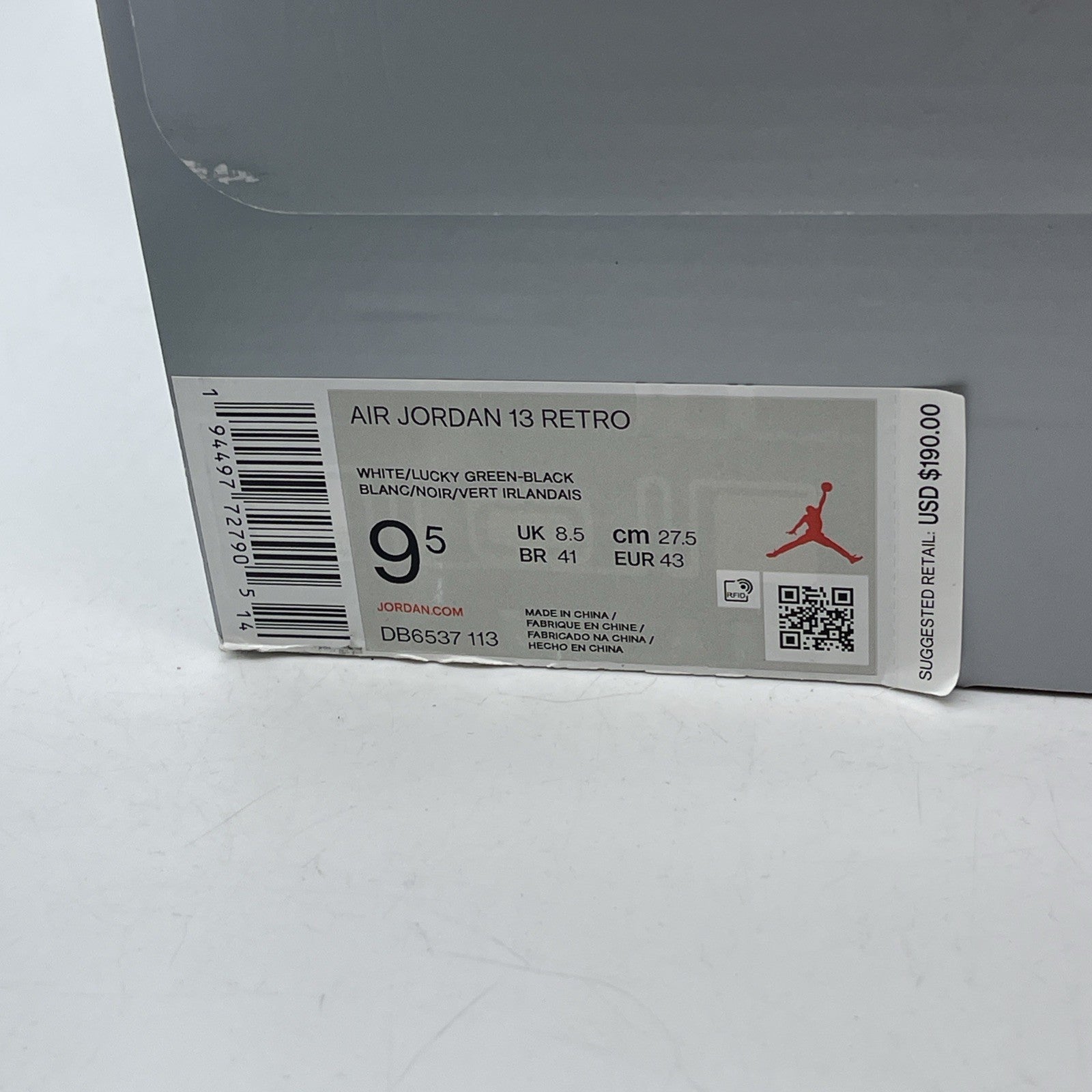 Size 9.5 - Air Jordan 13 Retro Lucky Green 2020 White Suede (DB6537-113)
