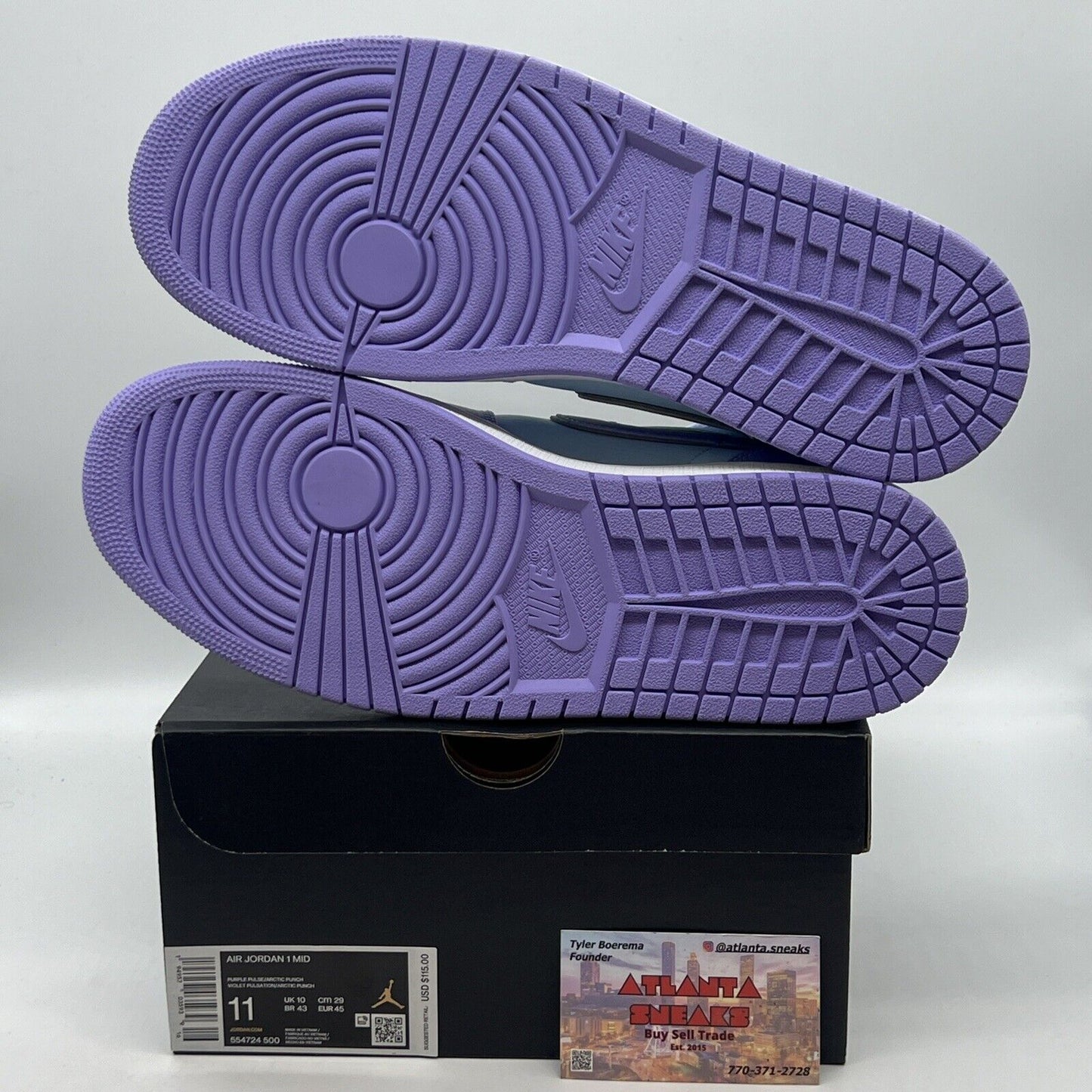 Size 11 - Jordan 1 Mid Purple White Brand New Og All