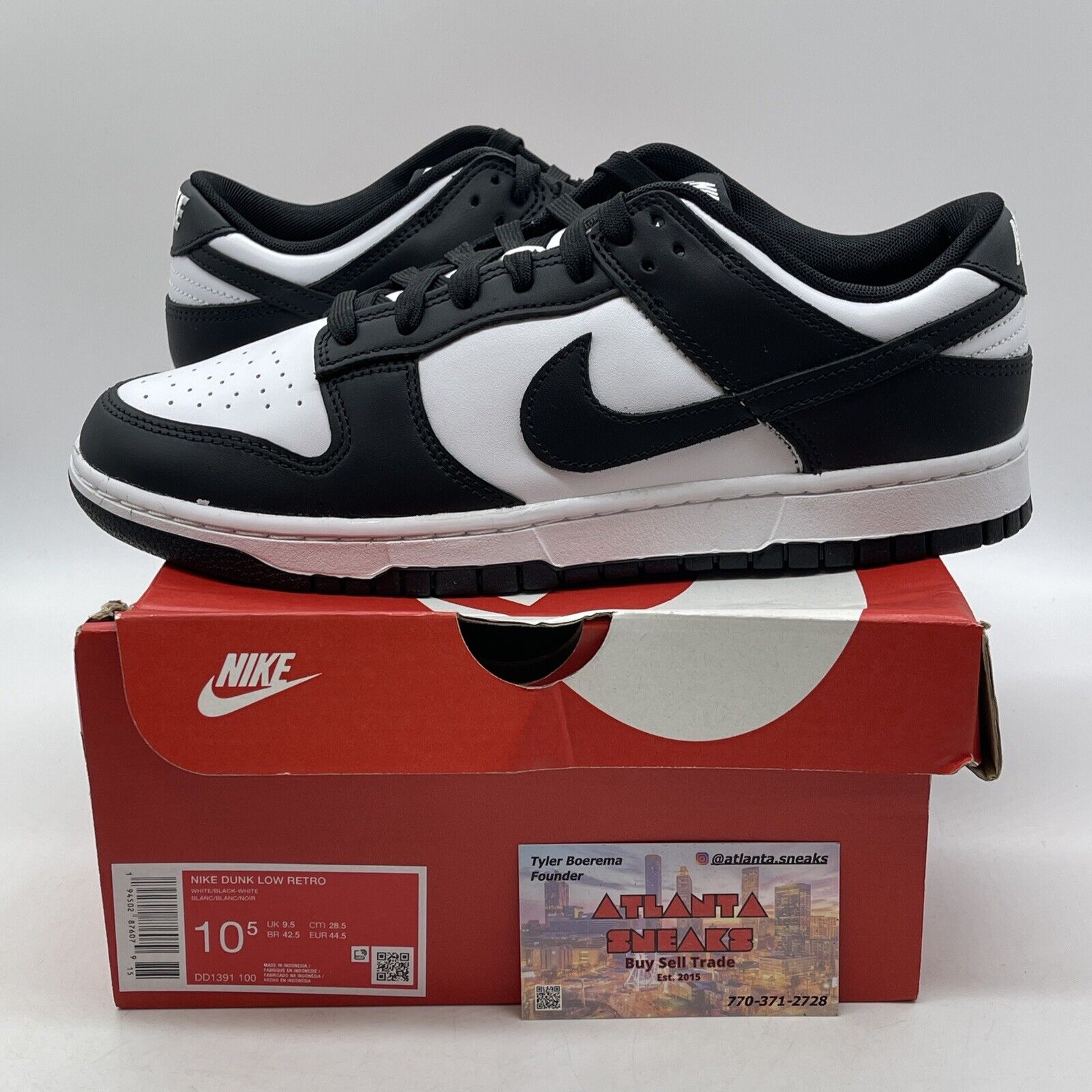 Size 10.5 - Nike Dunk Low Black White Leather (DD1391-100)