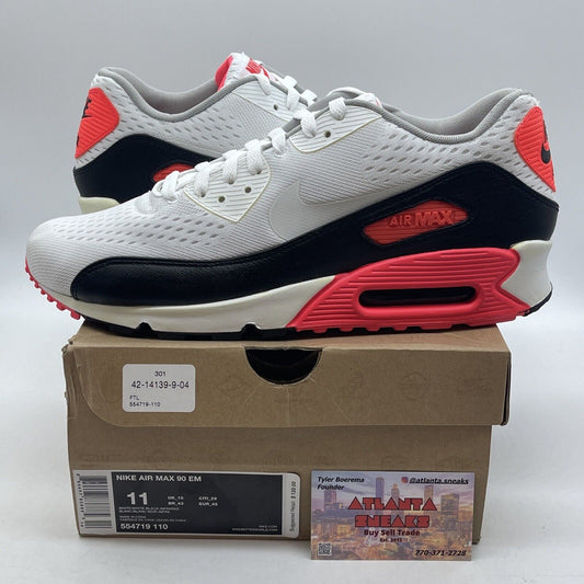 Size 10 - Nike Air Max 90 Em White Pink Black Leather (554719-110)