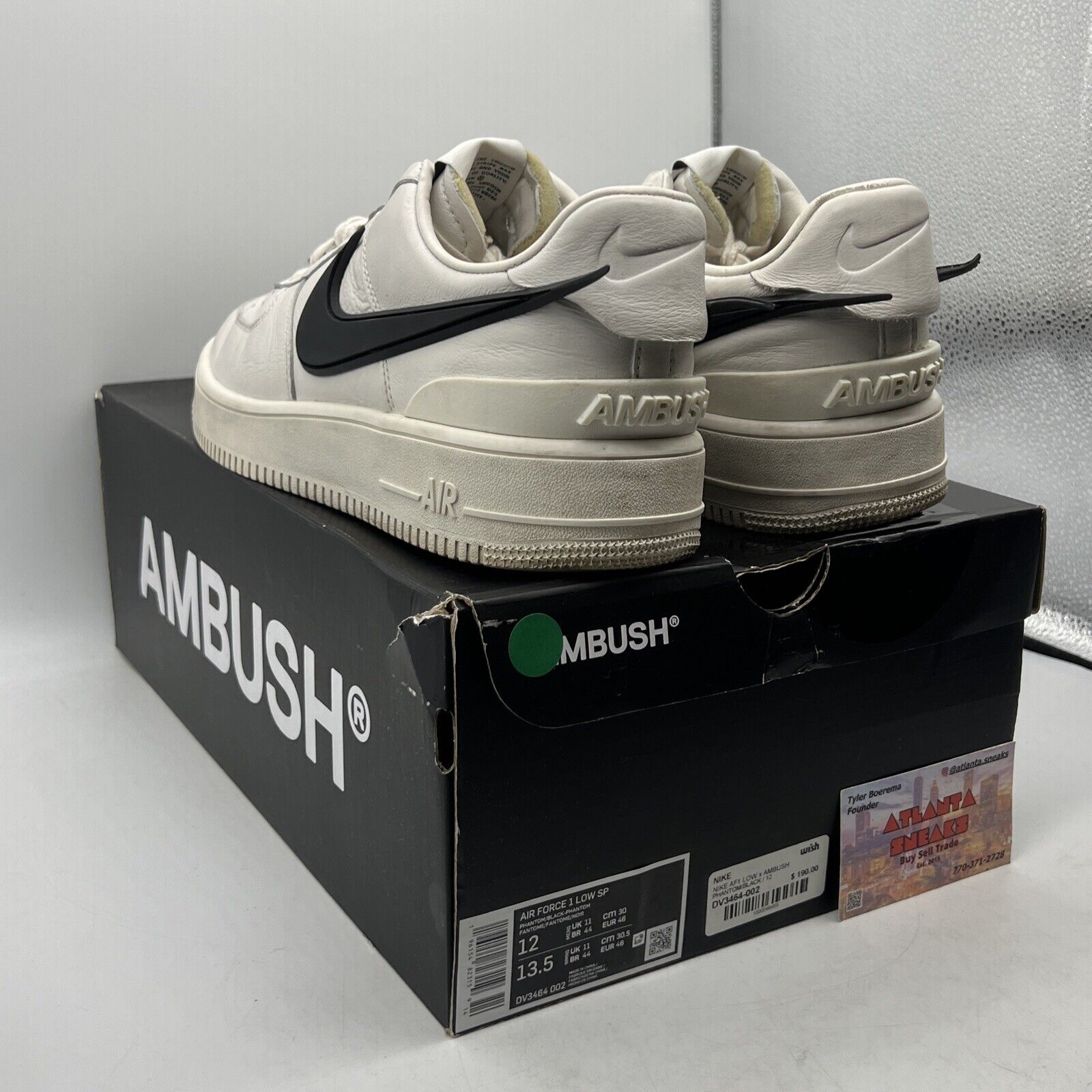 Size 12 - Nike Air Force 1 Low x AMBUSH Phantom Black White Leather (DV3464-002)