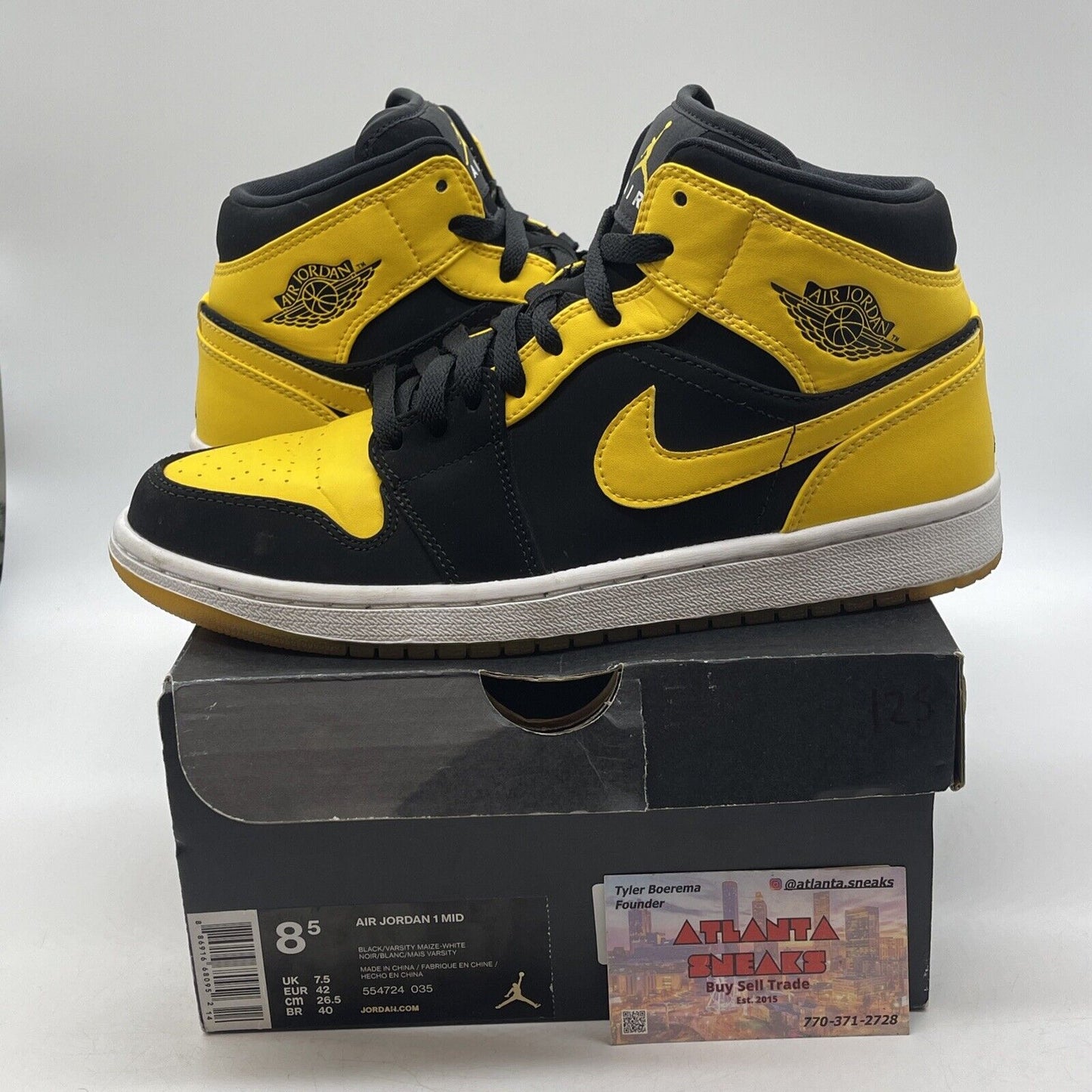 Size 8.5 - Air Jordan 1 Retro 2017 Mid New Love White Black Yellow (554724-035)