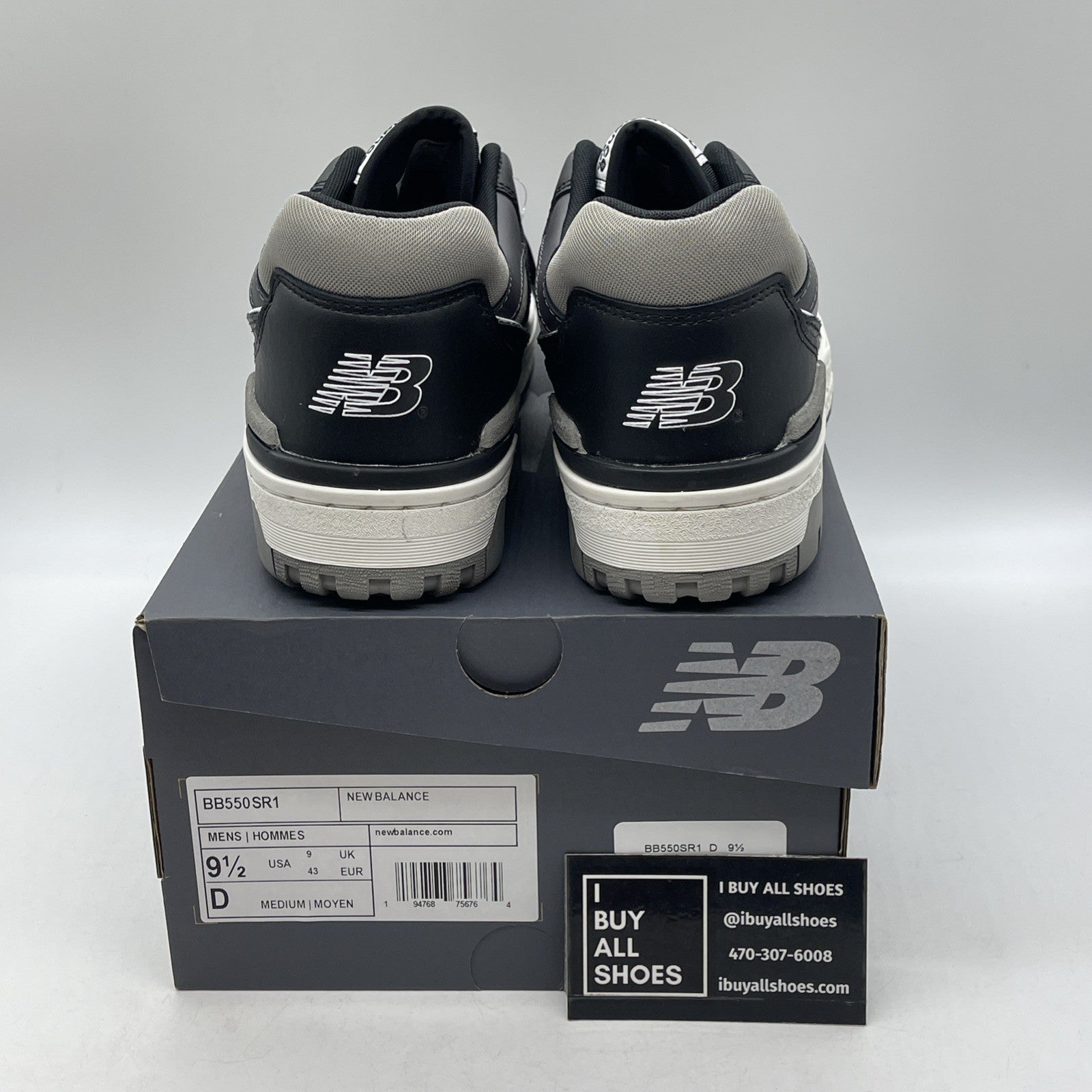 Size 9.5 - New Balance 550 Grey Black Leather (BB550SR1)