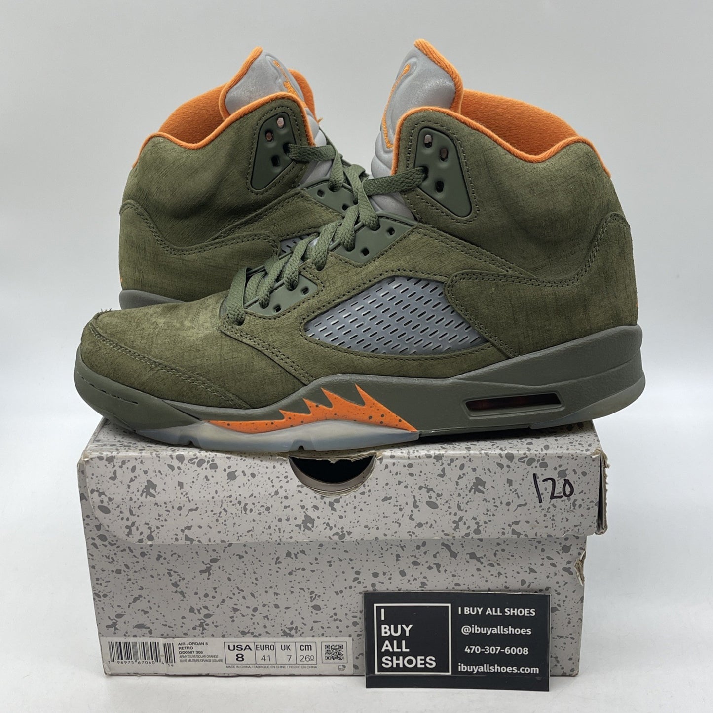 Size 8 - Air Jordan 5 Retro 2024 Olive Orange Suede (DD0587-308)