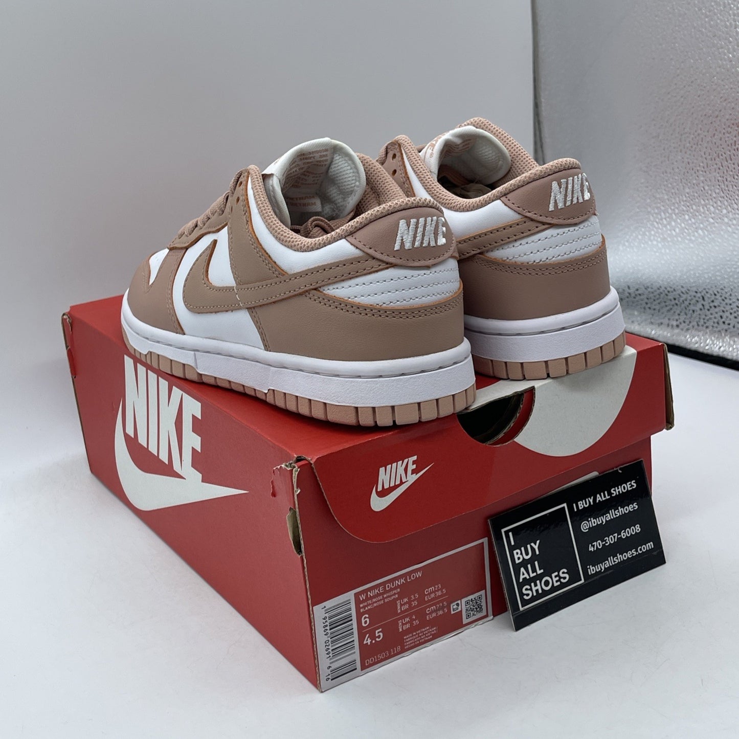 Size 6W - Nike Dunk Low Rose Whisper Pink White Leather (DD1503-118)