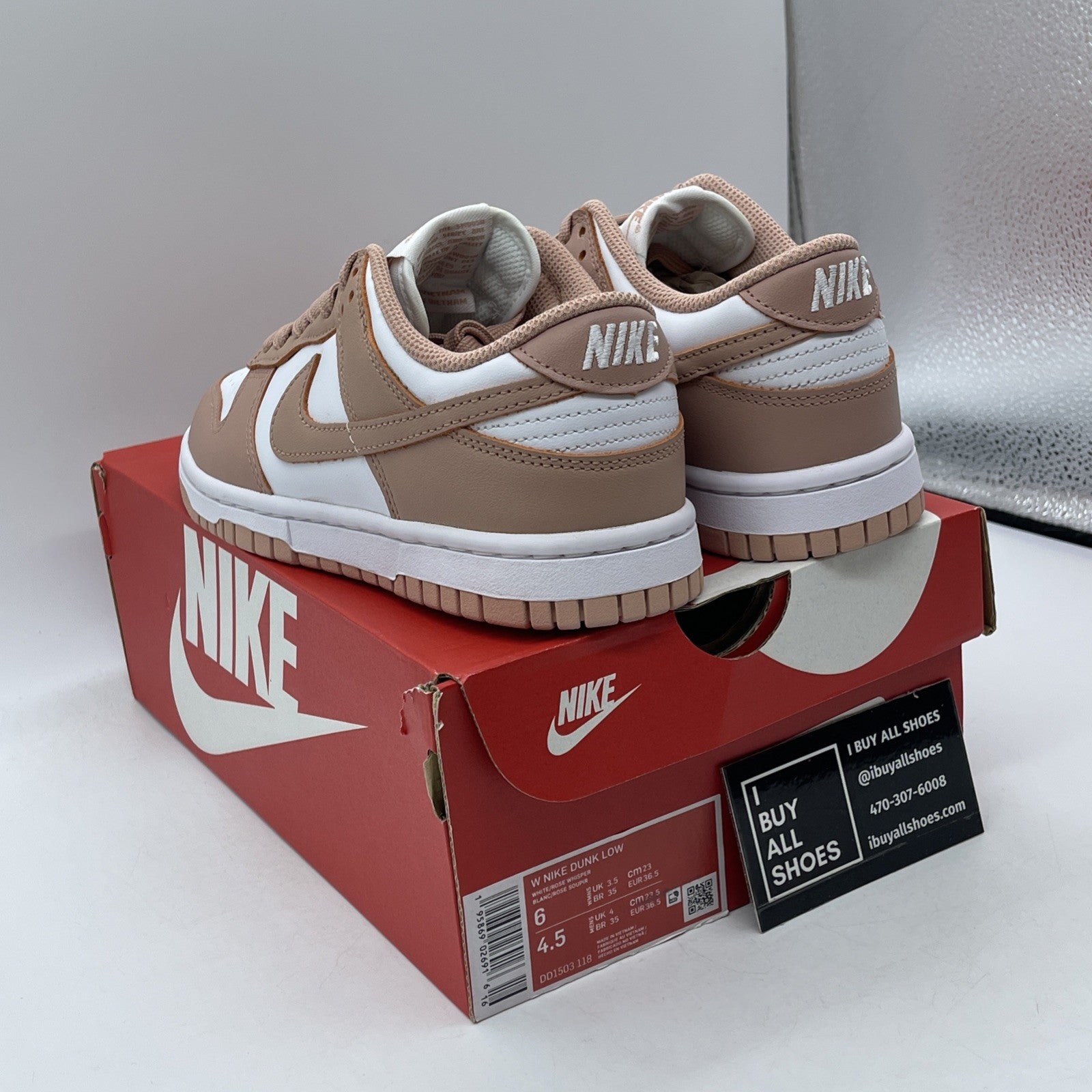 Size 6W - Nike Dunk Low Rose Whisper Pink White Leather (DD1503-118)