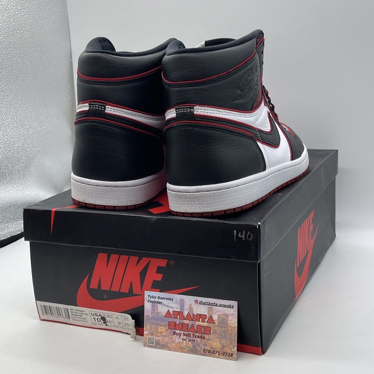 Size 10.5 - Jordan 1 Retro High OG Bloodline 2019 Black Leather (555088-062)