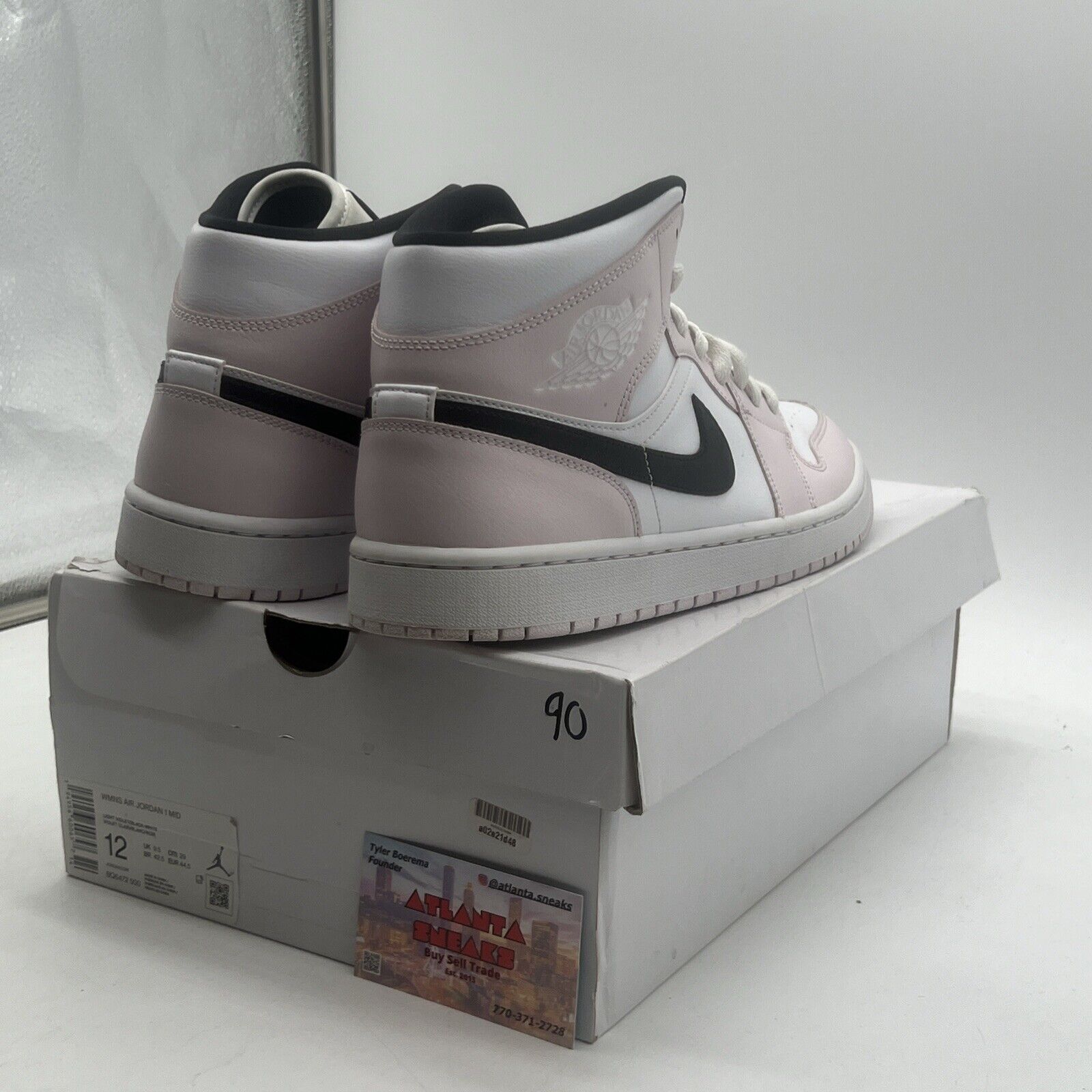 Size 12 - Air Jordan 1 Mid Barely Rose W Pink White Leather (BQ6472-500)