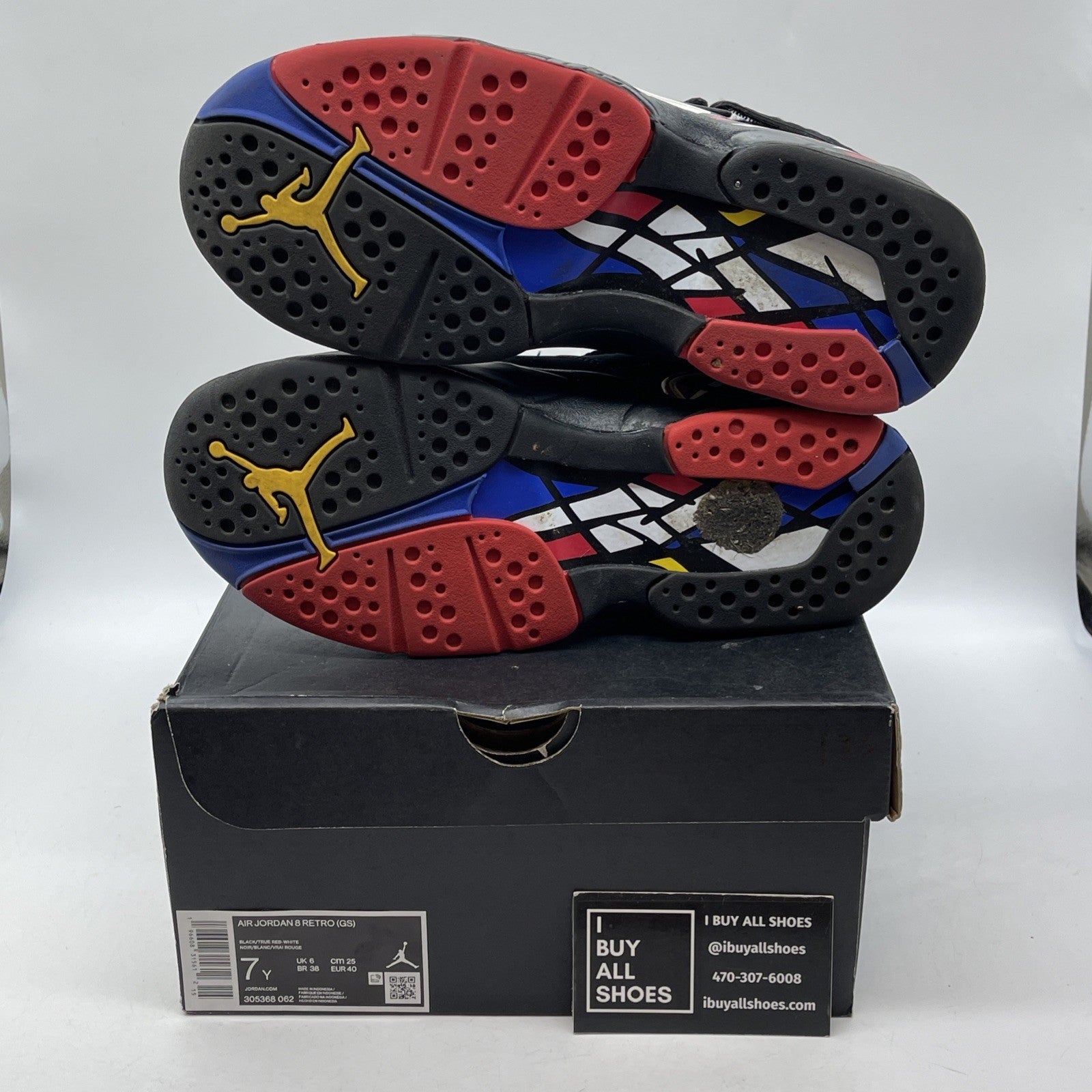 Size 7 - Jordan 8 Retro Mid Playoff Black Red Suede Leather (305368-062)